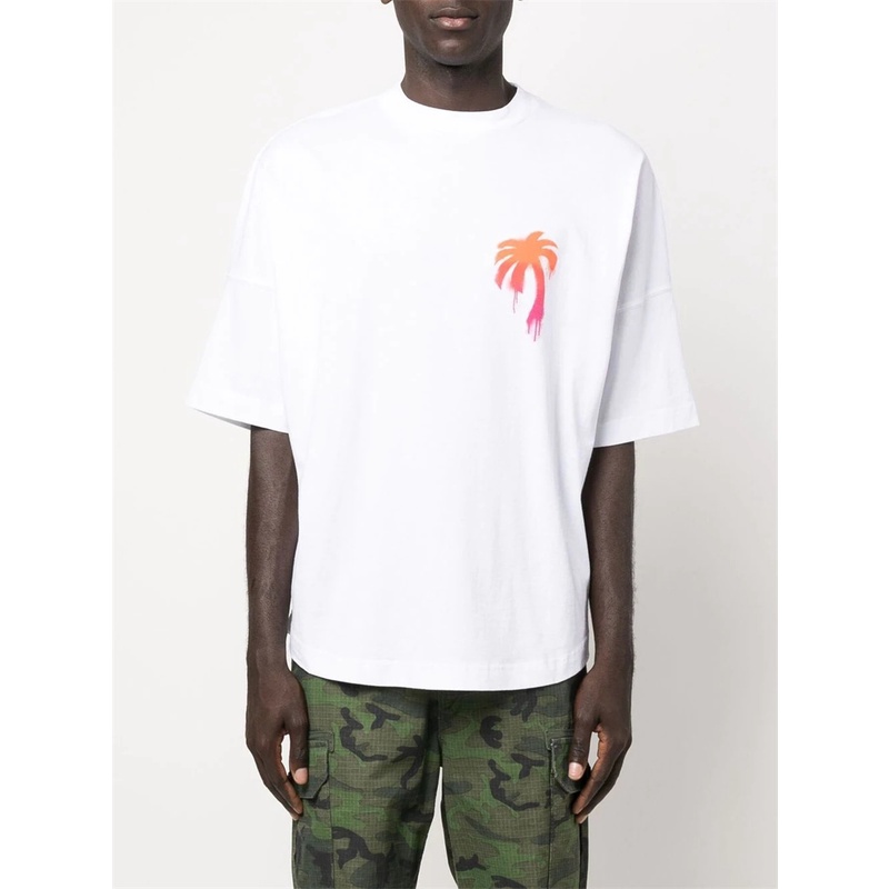 Áo Thun Ngắn Tay In logo Palm Angels Graffiti Cá Tính Cho Nam