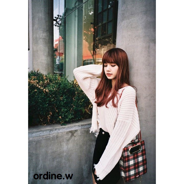 ORDER_áo khoác len croptop mỏng có mũ BLACKPINK Lisa