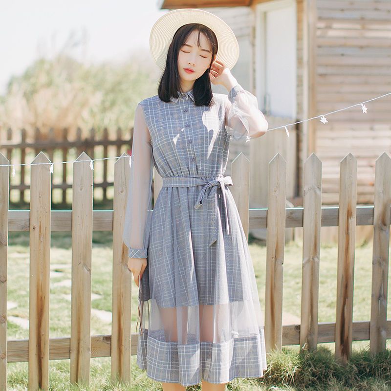 Đầm Dài Họa Tiết Sọc Caro Phong Cách Retro Thời Trang Mùa Hè Mới 2023