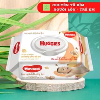 Khăn ướt Huggies chiết xuất Ca cao và Bơ hạt mỡ gói 72 miếng