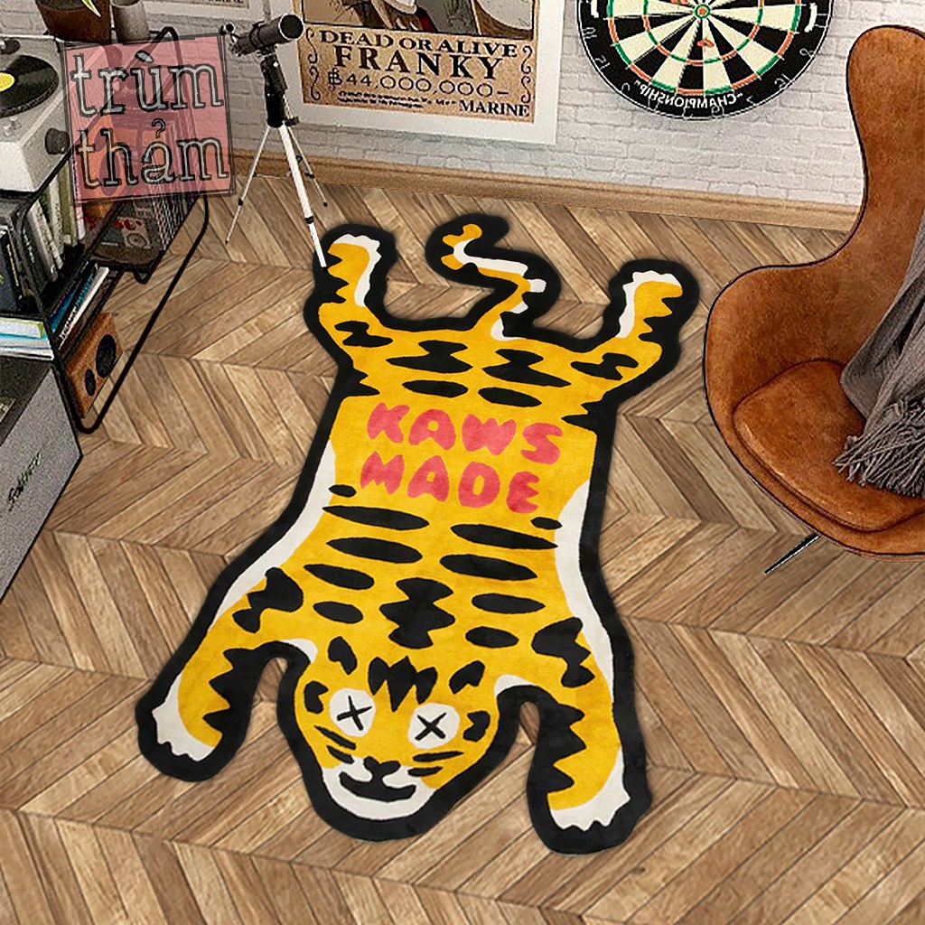 Thảm Trang Trí Tiger Hổ Rug Hổ KAWS MADE rằn ri vintage Decor Phòng Ngủ Phòng Khách Văn Phòng