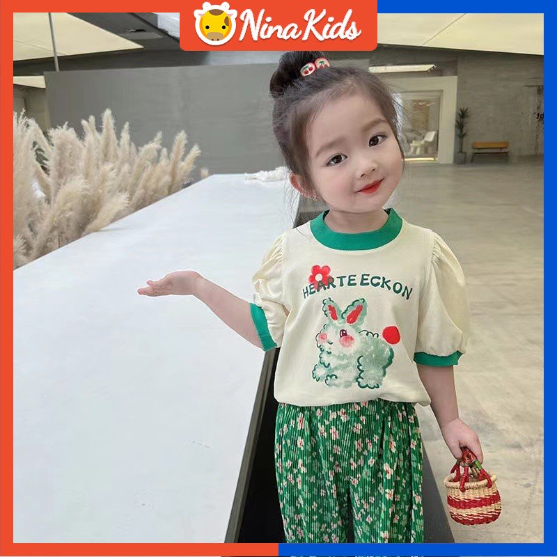 Bộ Quần Áo Phong Cách Hàn Quốc Dễ Thương Cho Bé Gái 1-7 Tuổi