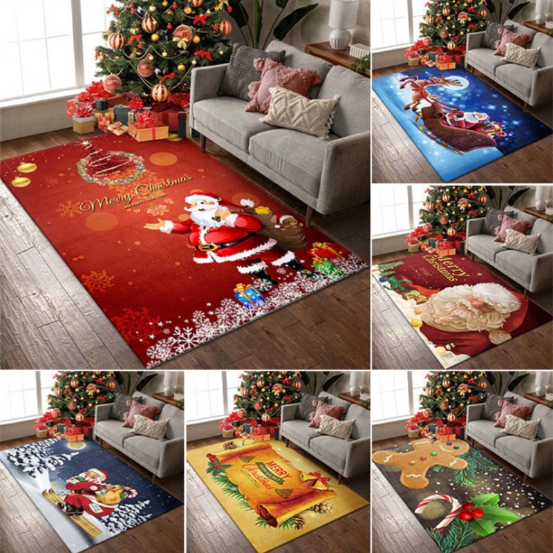 Thảm lót cửa chùi chân Chống Trượt In Hình Người Tuyết Giáng Sinh