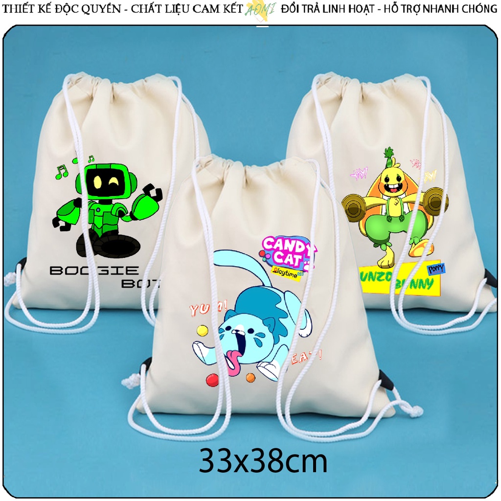BALO Poppy Playtime 2 Candy Cat MINI DÂY RÚT ĐEO VAI 33x38cm NHỎ XINH UNISEX CHẤT CANVAS CUTE TIỆN ÍCH DU LỊCH