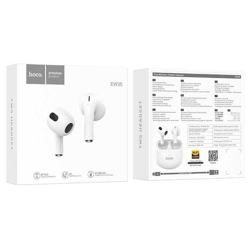 Hoco Tai Nghe bluetooth Không Dây ew35 tws bt5.3 Có mic Cho Điện Thoại oppo vivo xiaomi huawei