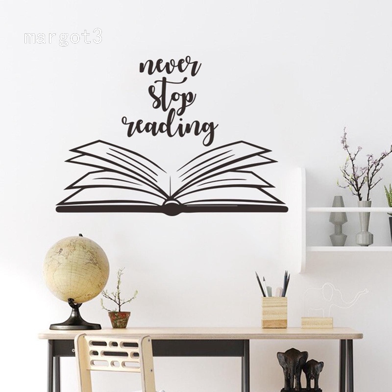 Miếng Dán Tường Trang Trí In Chữ Never Stop Reading Bằng Vinyl Tháo Rời Được