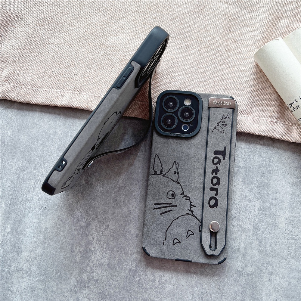 Ốp Điện Thoại tpu + Da Hình TOTORO Dễ Thương Cho iPhone 11 pro Max 12 pro Max 12 13 pro Max 14Pro Max 14PLUS