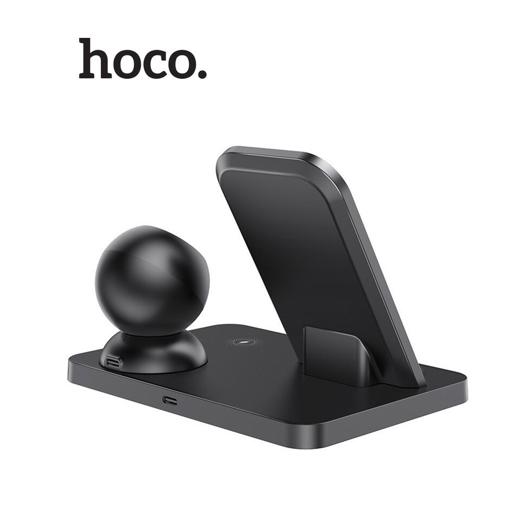 Đế sạc không dây PD15W Hoco CW33 chất liệu ABS cao cấp hỗ trợ sạc điện thoại , đồng hồ, airpod cùng lúc