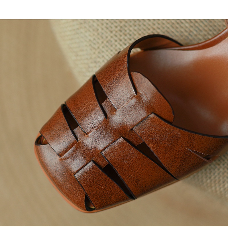 Duoya Tóc Thẳng ~ [Hàng Có Sẵn] Giày Sandal Cao Gót Hở Ngón Quai Mảnh Đế Bằng Phong Cách Roman Cho Nữ Miễn Phí Vận Chuyển