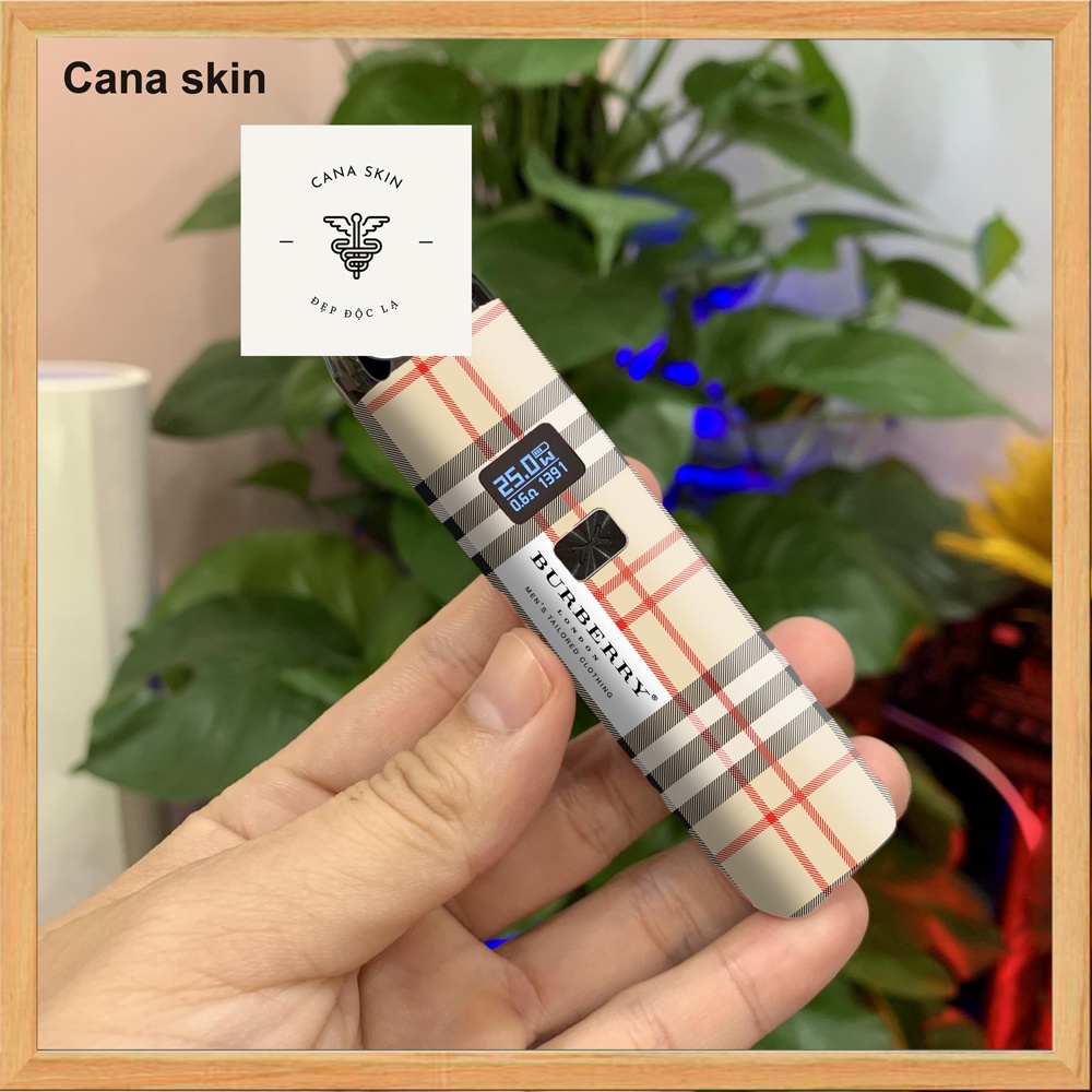 Miếng dán skin cana in hình burbery dành cho xlim V1 / Xlim V2 / xlim SE / favostix / xtal pro / feelin