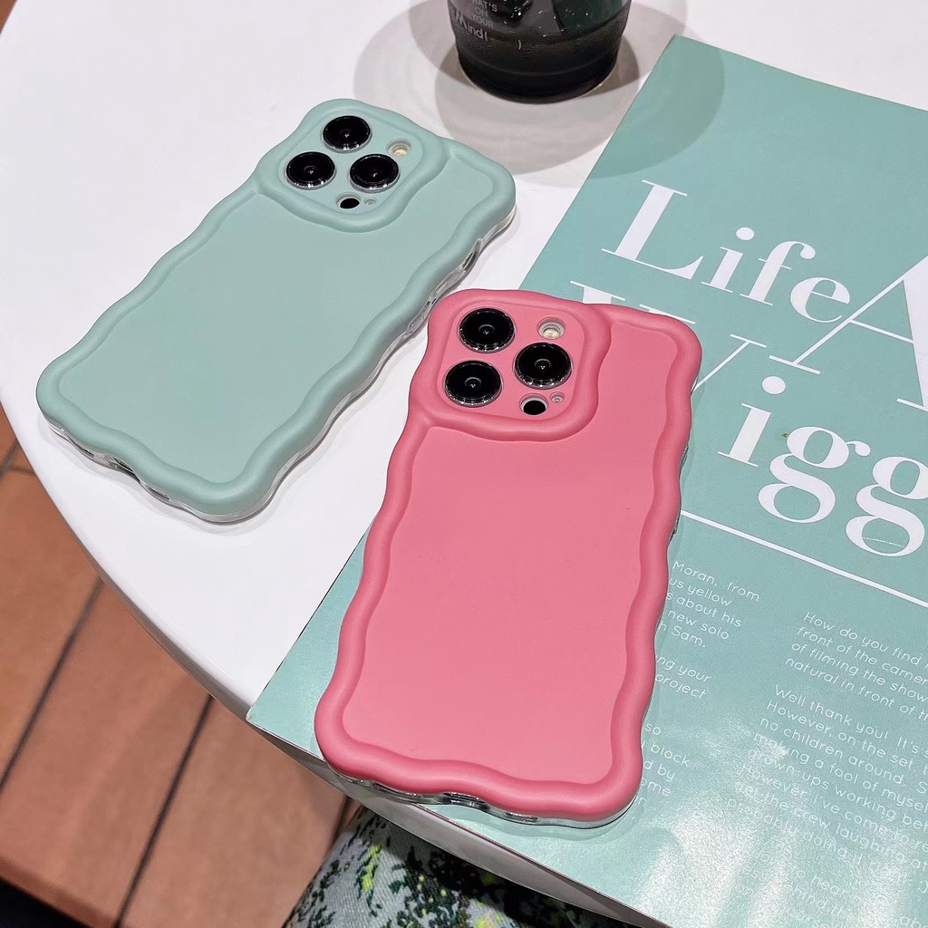 Ốp Điện Thoại IMD Khung Lượn Sóng Màu Macaron Cho iPhone 14promax 14Pro 13Promax 12Promax