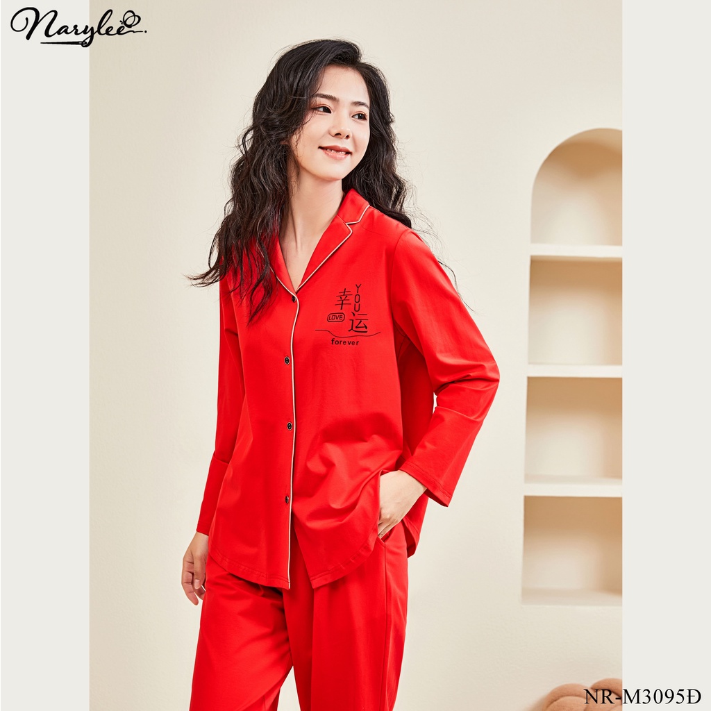 Bộ mặc nhà mùa xuân áo tay lỡ chất cotton mỏng Narylee mã NR-3095