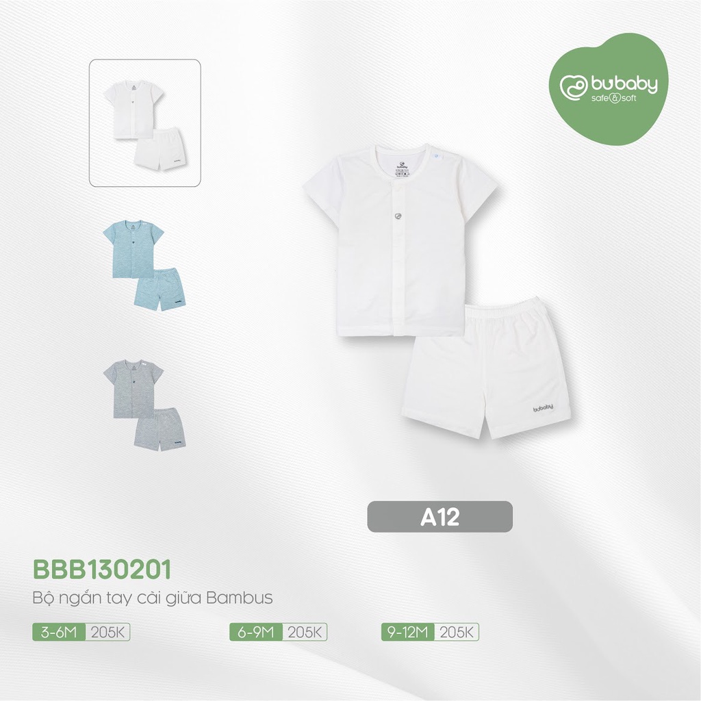 Bu baby - Bộ ngắn tay cài giữa Bambus BBB130201