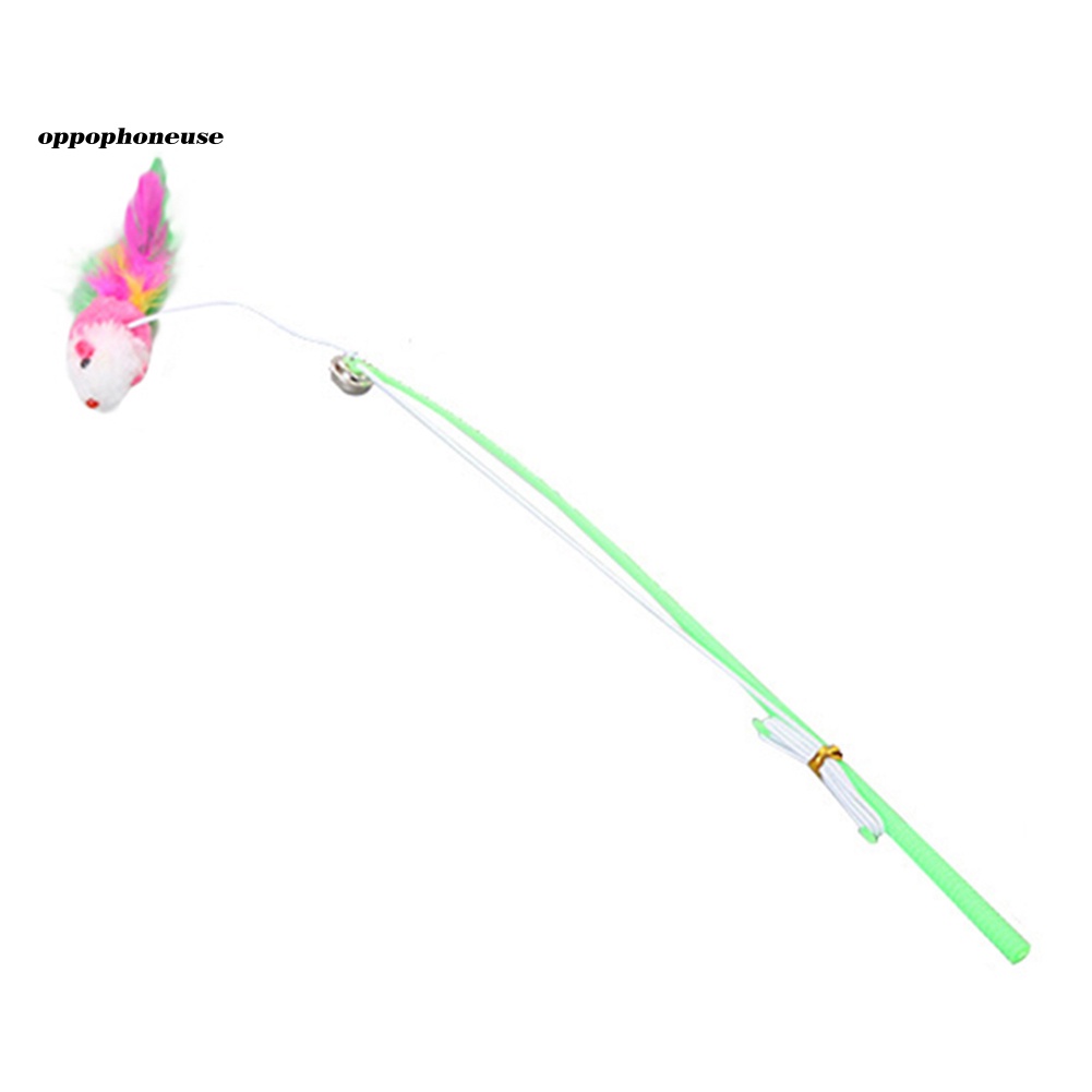 Đồ Chơi Cần Câu Đính Lông Vũ Hình Chuột Dễ Thương Cho Mèo Cưng OPPO