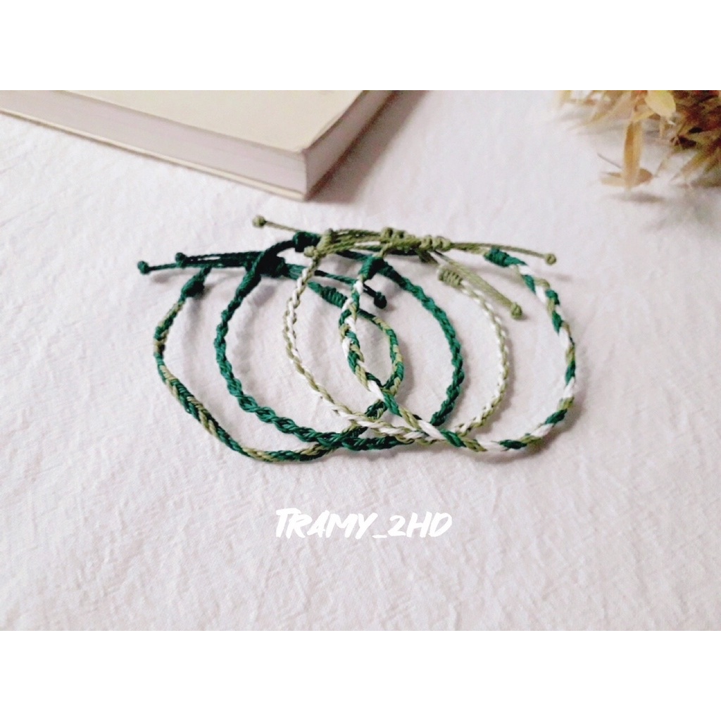 Bộ 4 vòng tay nam, nữ xanh lá đậm, xanh lá nhạt, trắng
