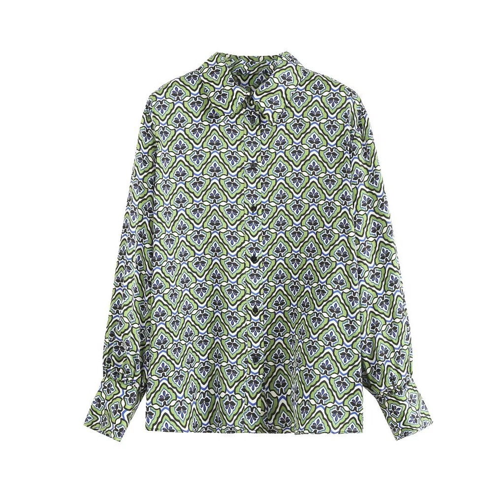 Bộ Áo Sơ Mi Họa Tiết Hình Học + Chân Váy Phong Cách Châu Âu Thời Trang Xuân Hè Mới 2023 BGB3058