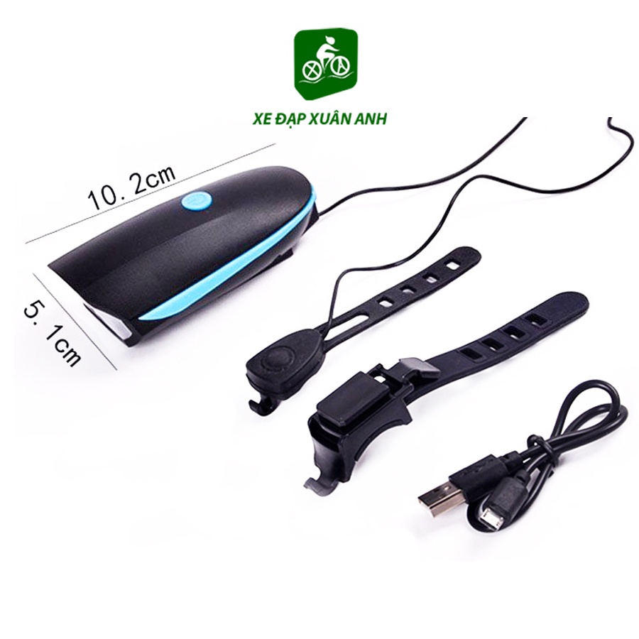 Đèn xe đạp thể thao có còi chống nước sạc USB