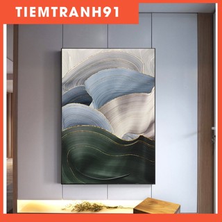 Tranh canvas trừu tượng Abstract gold foil line, Original innovative modern artwork