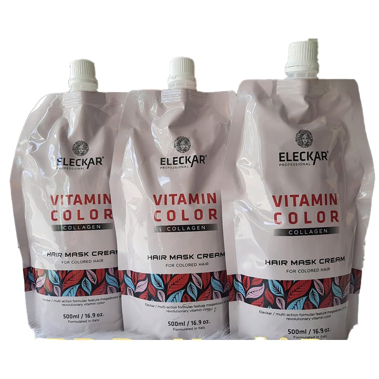 Hấp dầu giữ màu tóc nhuộm vitamin color collagen Eleckar 500ml