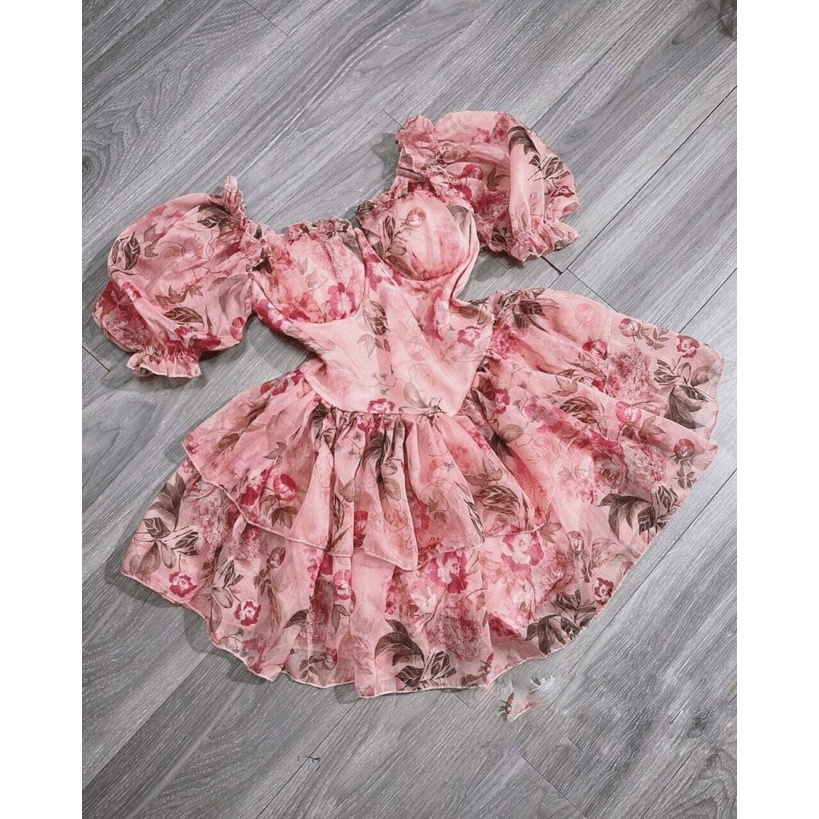 (HCM) Đầm voan hoa thiết kế siêu xong cho nàng ( có mút lót quần) họa tiết hoa , sang trọng , tinh tế . thời trang tiểu