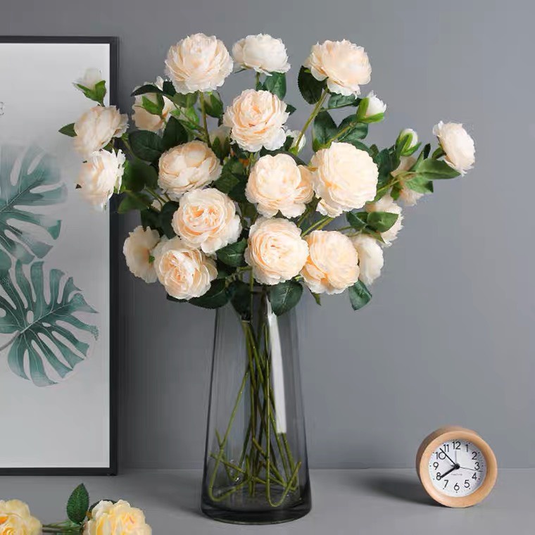 Hoa Giả | Combo 10 Cành Hoa Hồng Trà Vải Lụa Cao Cấp Trang Trí | Hà Hoa Flower