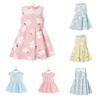 Đầm Cotton Sát Nách Đính Hoa Xinh Xắn Cho Bé Gái