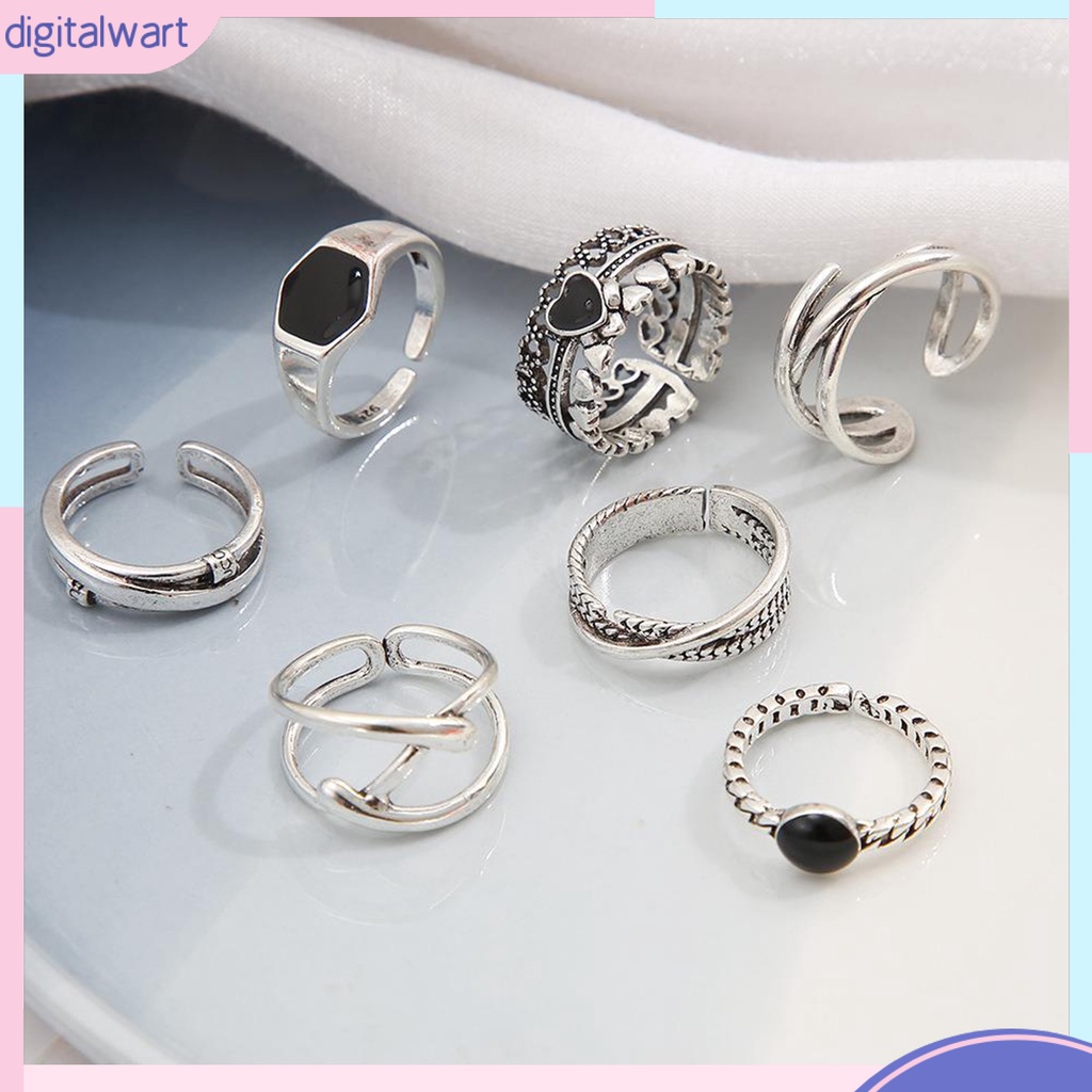 Set 7 Nhẫn Đeo Đốt Ngón Tay Mạ Điện Đính Đá Thời Trang Cho Nữ