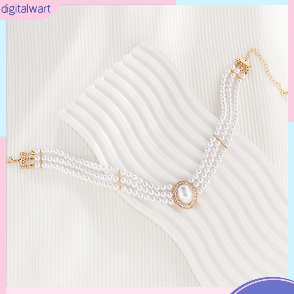 [DIWA] Vòng Cổ Choker Đính Kim Cương Giả Ngọc Trai Giả Thanh Lịch Có Thể Điều Chỉnh Cho Nữ