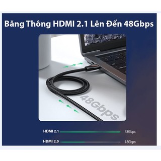 Cáp HDMI 2.1 Ugreen 8K@60Hz ( 1m 80401 , 1.5m 80402 , 2m 80403 ) (Sợi Cotton)