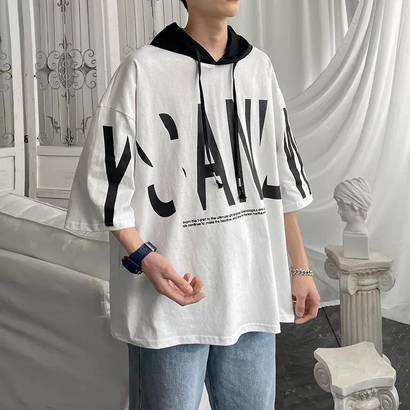 Áo Hoodie Nam Thun Cotton Mùa Hè Tay Lỡ In Chữ  Dáng Rộng Phong Cách Hàn Quốc Thời Trang Zenkonu TOP NAM 259V1