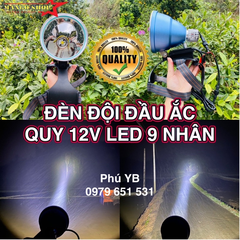 (LED 9 NHÂN SÁNG MẠNH) Đèn Kẹp Bình Ắc Quy 12V Led 9 Nhân