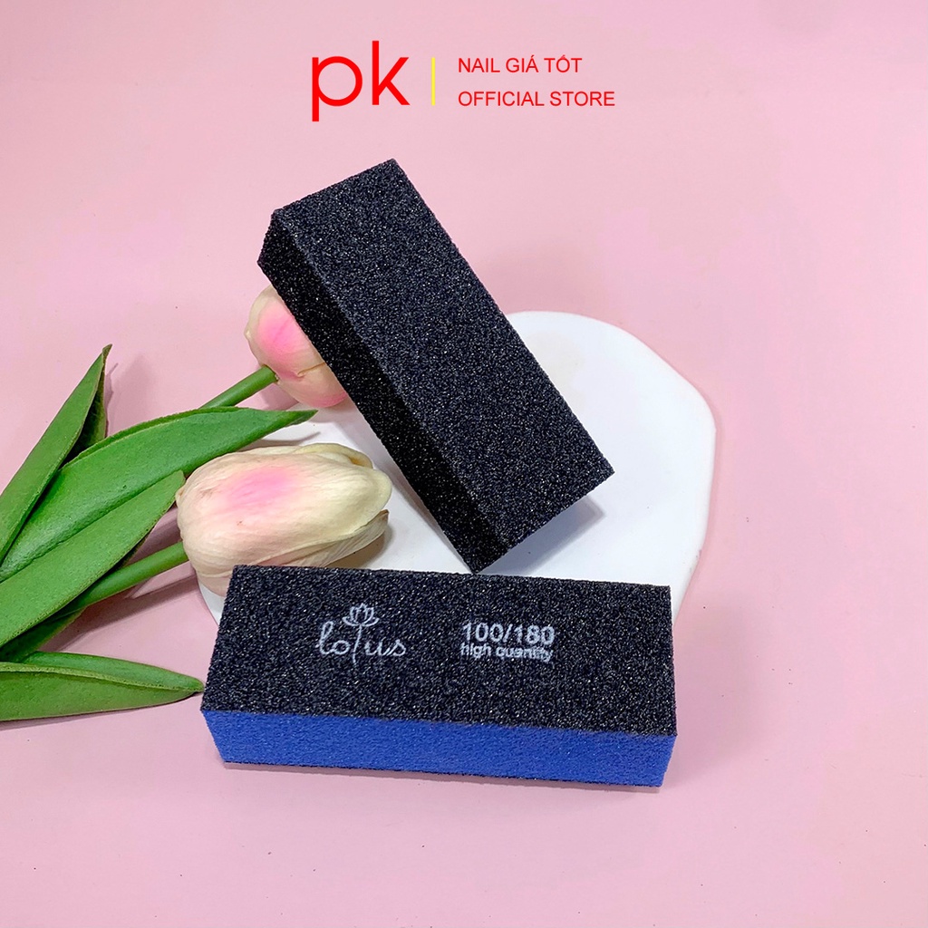 Phao dũa móng, phao nail vuông nhám sần Lotus màu cam đen