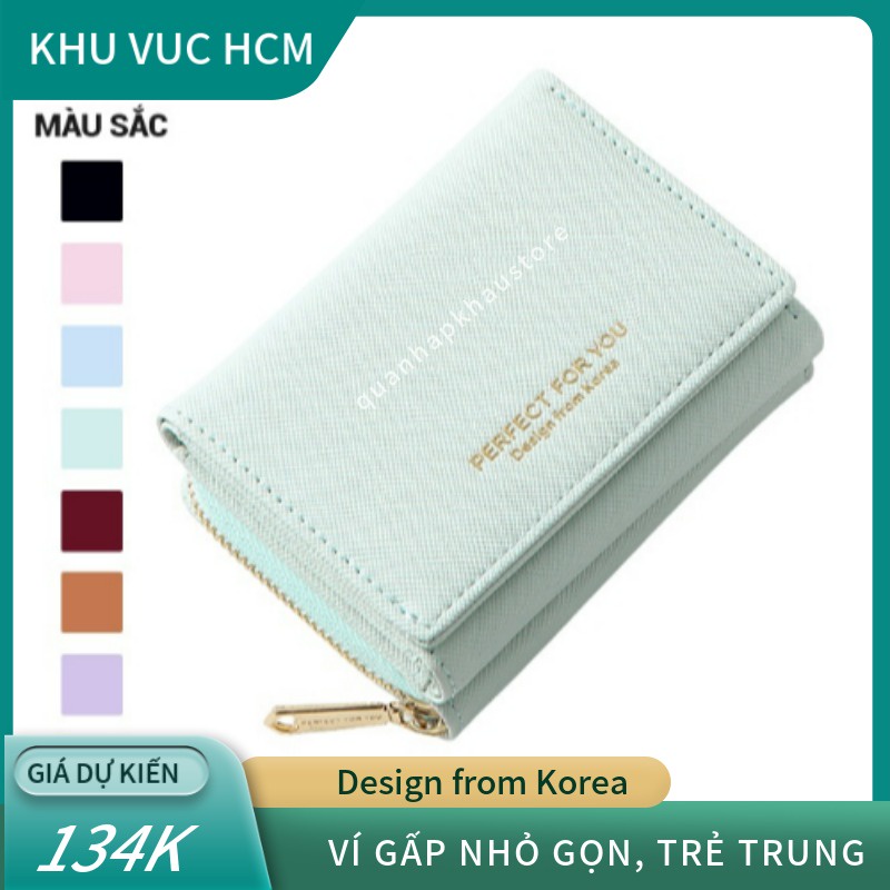 Ví Nữ Mini Cầm Tay PERFECT FOR YOU Đựng Tiền Gập 3 Nhỏ Gọn Nhiều Ngăn Da Xước PFY04