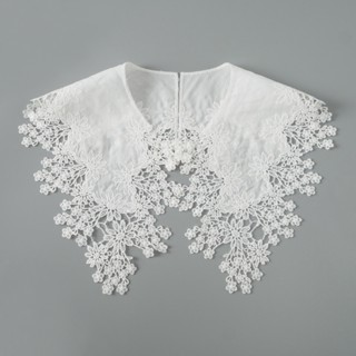 1 Cặp Vải Ren Thêu Hoa Trắng May Cổ Áo DIY