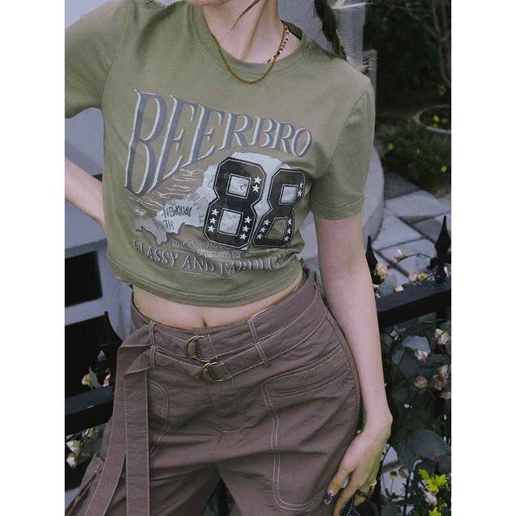 COZOK Áo Thun Ngắn Tay In Họa Tiết Rằn Ri Kiểu Vintage Cá Tính