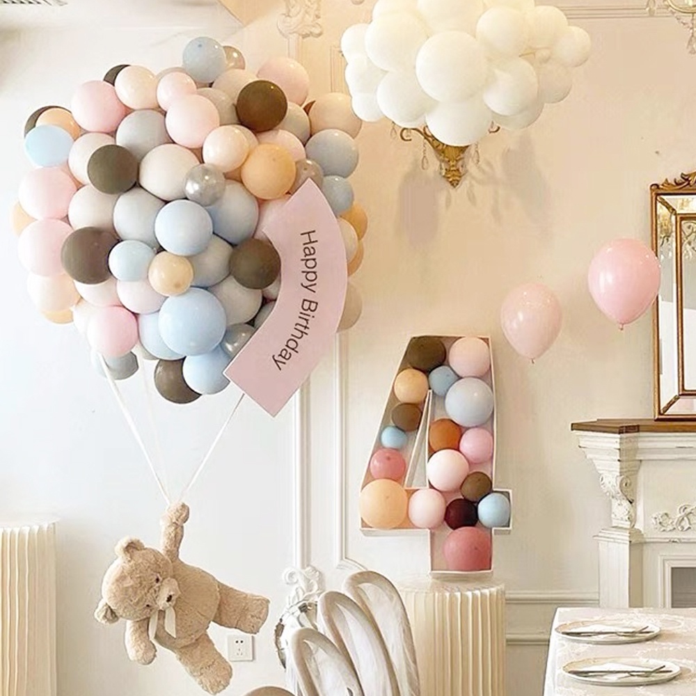 Hộp Đựng Bong Bóng 3D DIY 1st 2nd 3rd 21th 65th Hình Số 0-9 Trang Trí Tiệc Sinh Nhật Cho Bé