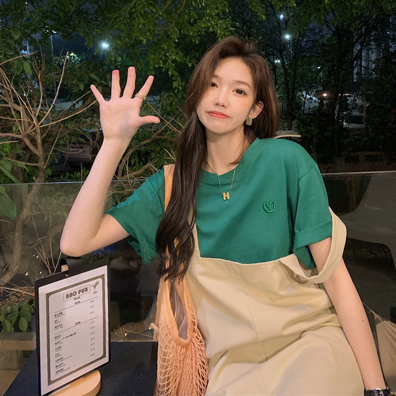 TINGYAXIU Áo Thun Tay Ngắn Dáng Rộng Thêu Họa Tiết Thời Trang 2023 Cho Nữ