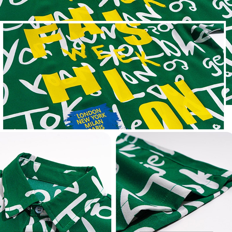 Bộ Áo Sơ Mi Ngắn Tay + Quần short Thoáng Khí Phối Màu Tương Phản Thời Trang Cho Bé