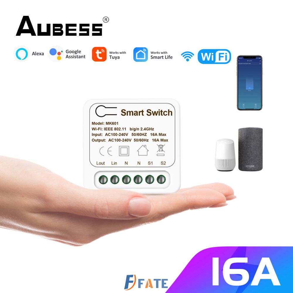 Công Tắc Thông Minh Wifi Mini 16a Công Tắc Không Dây Hẹn Giờ Điều Khiển 2 Chiều Tự Động Hóa Nhà Thông Minh Tương Thích Với Tuya Alexa Google Home FATE1