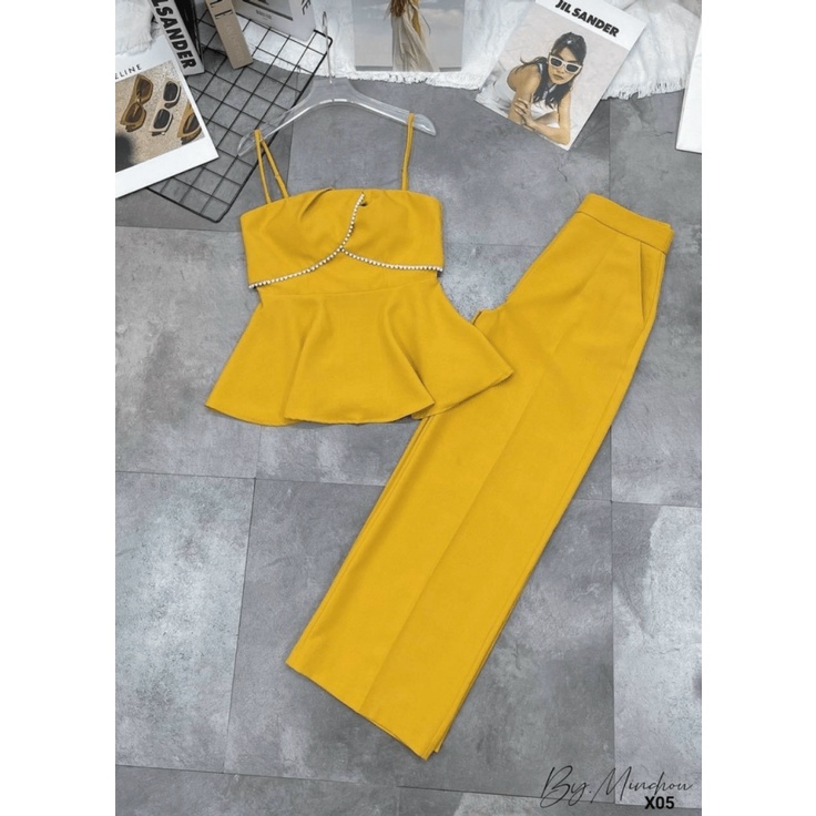 SALE LỚN CHO CHỊ EM - SET COTTON LẠNH ÁO HAU DÂY ÔM XÒE  MIXX QUẦN DÀI CỰC SANG CHẢNH ĐI CHƠI DỰ TIỆC CHO CHỊ EM UP  SHO