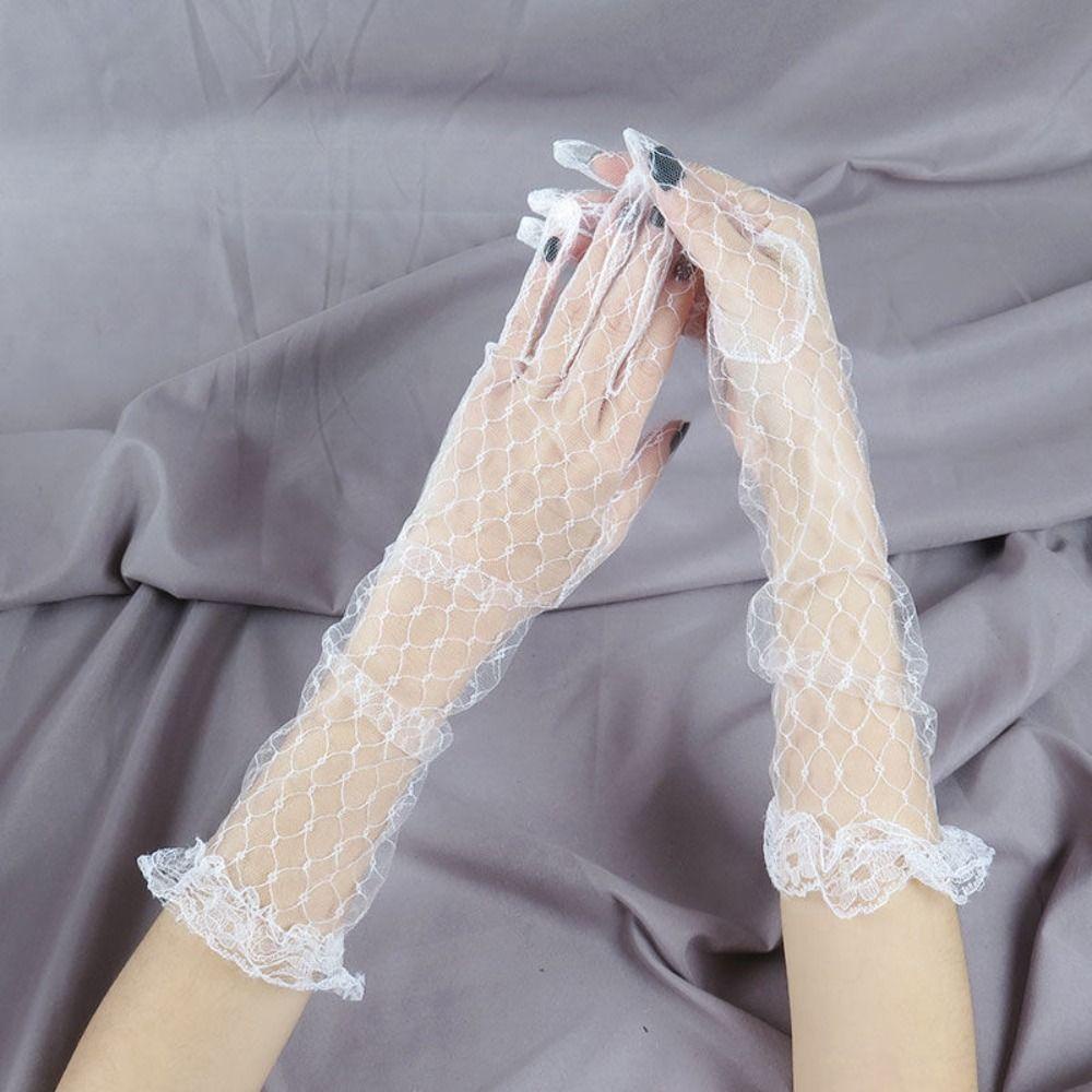 Găng Tay Lưới Mỏng Co Giãn Phụ Kiện Hóa Trang Cho Cô Dâu