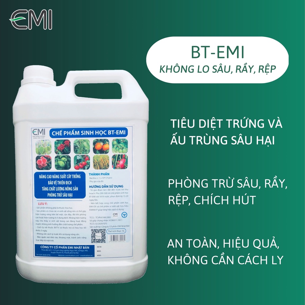 Chế phẩm sinh học BT can 5 lít