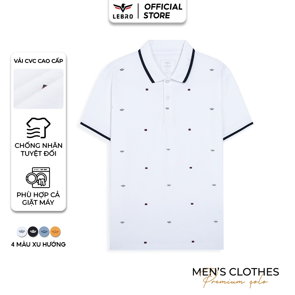 Áo polo nam có cổ ngắn tay ( 4 màu) LEBRO chất liệu Cotton CVC, thấm hút mồ hôi co giãn đa chiều TPL23-03