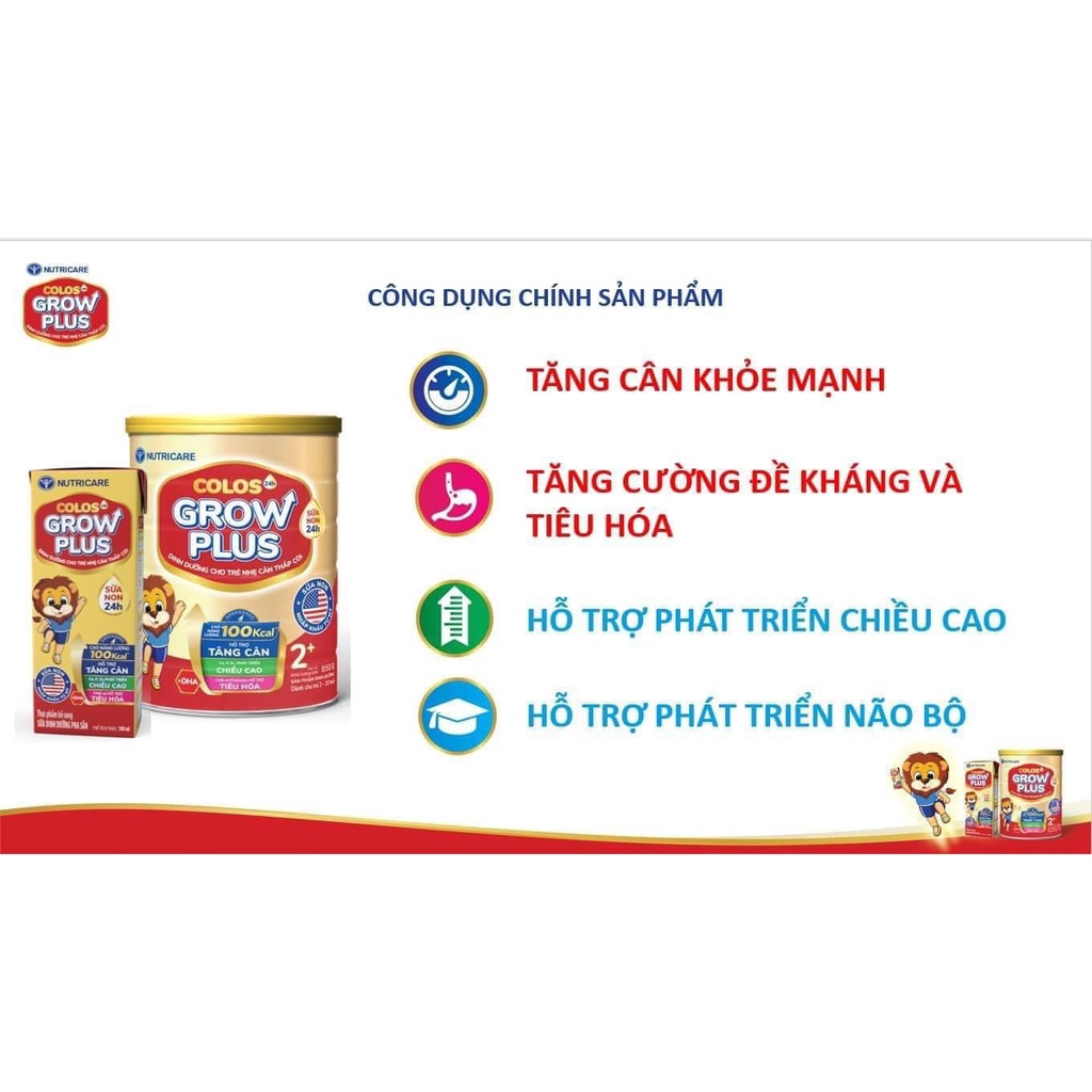 LON SỮA COLOS 24h GROW PLUS NUTRICARE.SỮA COLOS 24h GROW PLUS