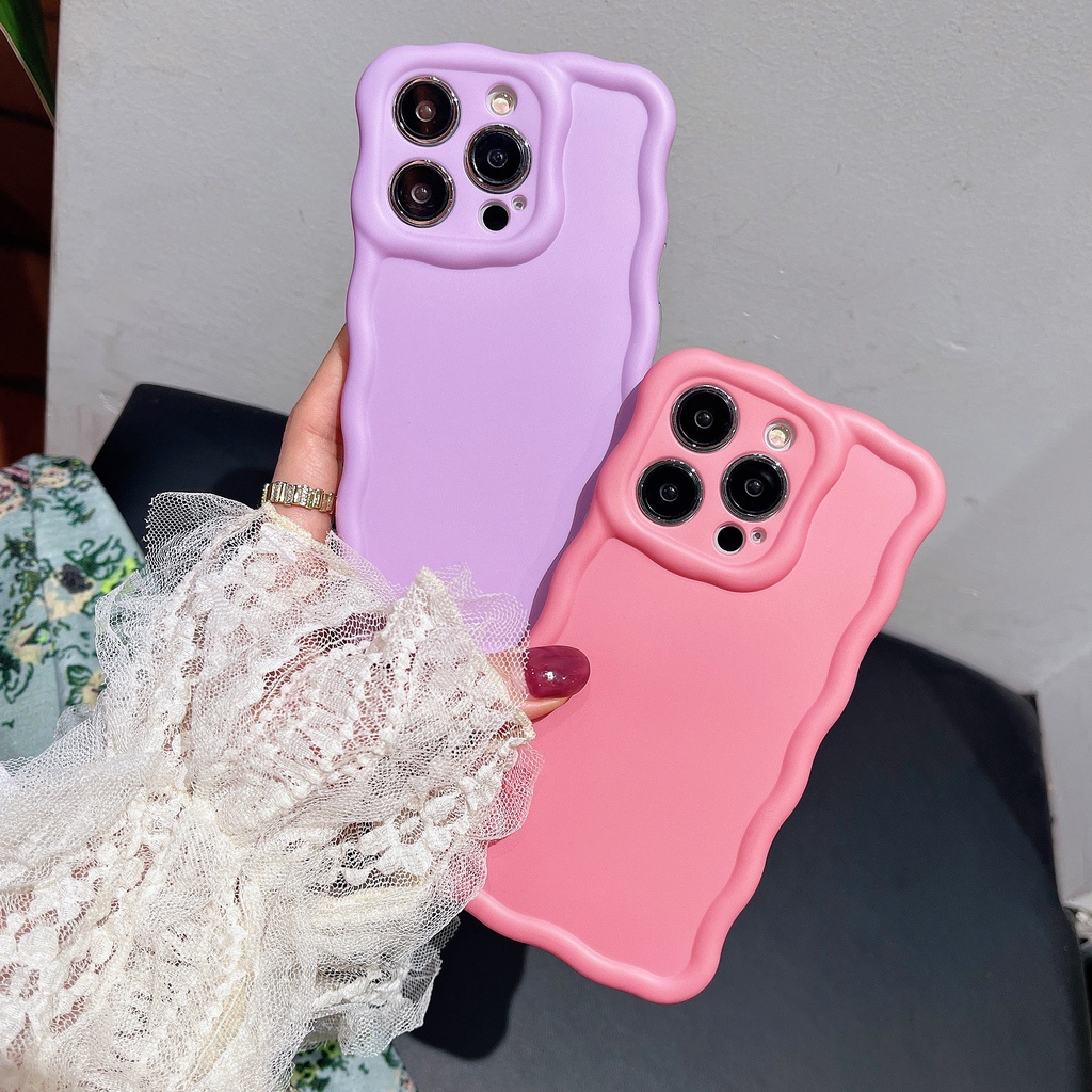 Ốp Điện Thoại IMD Khung Lượn Sóng Màu Macaron Cho iPhone 14promax 14Pro 13Promax 12Promax