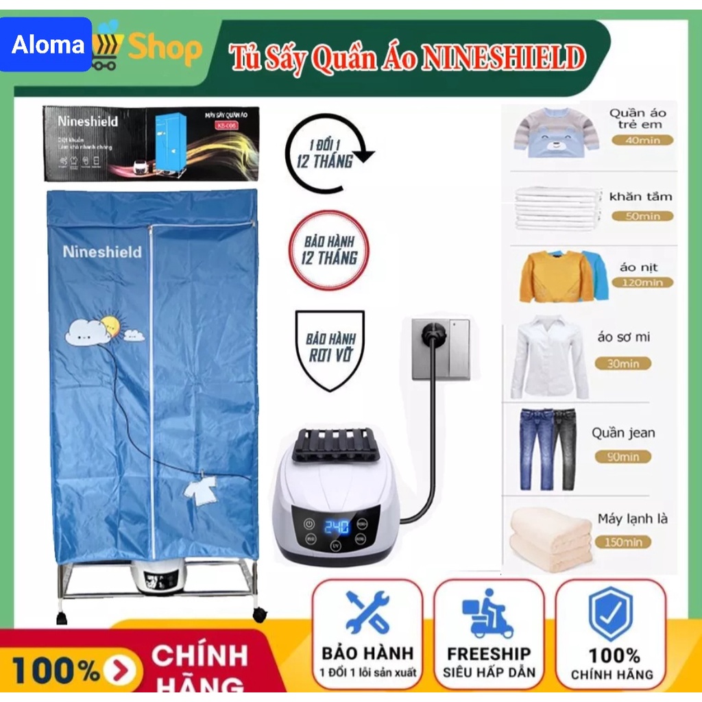 (Sale off) Máy sấy, Tủ sấy quần áo DIỆT KHUẨN Nineshiled KB-006 - dành cho ngày nồm, mưa gió lạnh