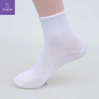 Tắt vớ trắng đen basic trơn cổ trung cao unisex
