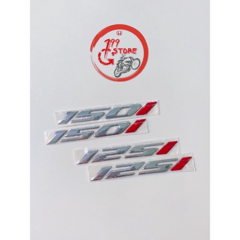 Cặp tem nổi số 125i - 150i  Trắng Đỏ Wave Thái, Click 125 150, Vario 125 150 2016 2017 2018 2019 2020 ...