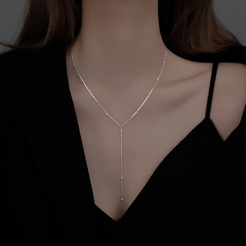 Vòng Cổ Mặt Hạt Tròn Phối Tua Rua Đơn Giản Chống Thấm Nước Không Phai Màu Phong Cách Hàn Quốc
