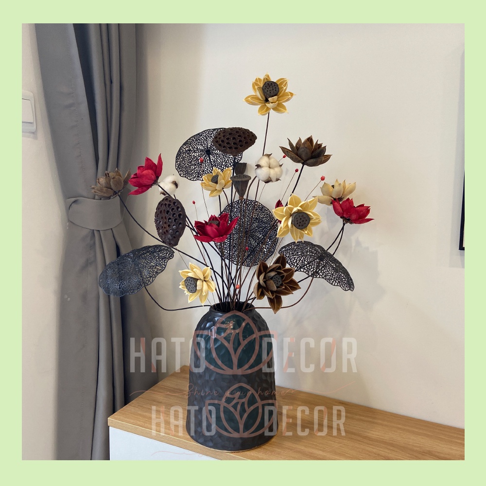 Combo hoa sen gỗ khô decor trang trí số 3